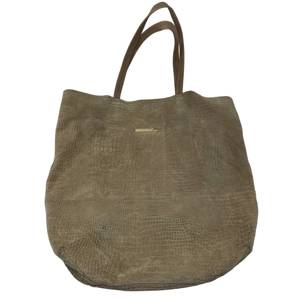 Day Birger Et Mikkelsen Large Suede Leather Tote Bag Embossed Greige *FLAWS READ